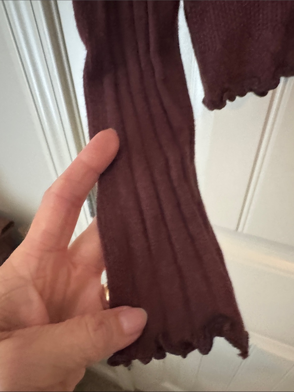 Altar'd State Maroon Ruffle Drawstring Knit Sweater Top - Picture 5 of 6